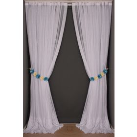 Akça Tekstil 300x260 cm Beyaz Geniş Etek Model Tek Kanat Hazır Pileli Fon Perde