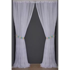 Akça Tekstil 300x260 cm Beyaz Küçük Yaprak Model Tek Kanat Hazır Dikilmiş Pileli Fon Perde