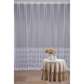 Akça Tekstil 300x260 cm Beyaz Küçük Yaprak Model Tek Kanat Hazır Dikilmiş Pileli Fon Perde