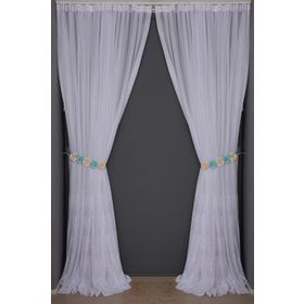Akça Tekstil 300x260 cm Beyaz Küçük Yaprak Model Tek Kanat Hazır Dikilmiş Pileli Fon Perde