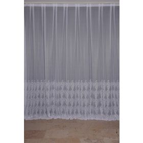 Akça Tekstil 300x260 cm Beyaz Küçük Yaprak Model Tek Kanat Hazır Dikilmiş Pileli Fon Perde