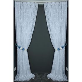 Akça Tekstil 300x260 cm Beyaz Mermer Model Tek Kanat Dikilmiş Pileli Fon Perde