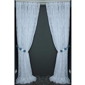 Akça Tekstil 300x260 cm Beyaz Mermer Model Tek Kanat Dikilmiş Pileli Fon Perde