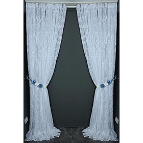 Akça Tekstil 300x260 cm Beyaz Mermer Model Tek Kanat Dikilmiş Pileli Fon Perde
