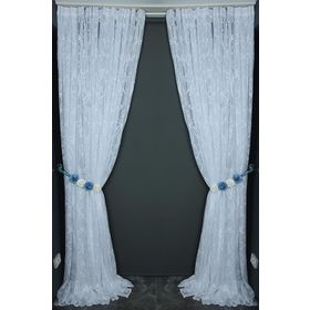 Akça Tekstil 300x260 cm Beyaz Mermer Model Tek Kanat Dikilmiş Pileli Fon Perde
