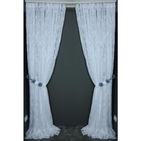 Akça Tekstil 300x260 cm Beyaz Mermer Model Tek Kanat Dikilmiş Pileli Fon Perde