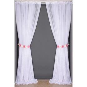 Akça Tekstil 300x260 cm Beyaz Selvi Desen Tek Kanat Dikilmiş Pileli Fon Perde