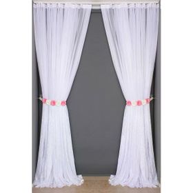 Akça Tekstil 300x260 cm Beyaz Selvi Desen Tek Kanat Dikilmiş Pileli Fon Perde