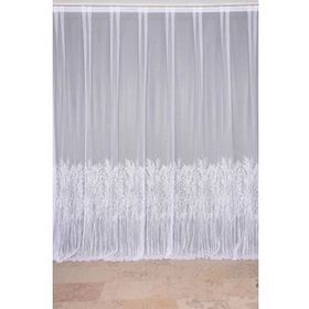 Akça Tekstil 300x260 cm Beyaz Selvi Desen Tek Kanat Dikilmiş Pileli Fon Perde