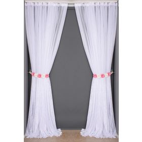 Akça Tekstil 300x260 cm Beyaz Selvi Desen Tek Kanat Dikilmiş Pileli Fon Perde