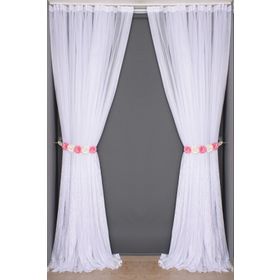 Akça Tekstil 300x260 cm Beyaz Selvi Desen Tek Kanat Dikilmiş Pileli Fon Perde