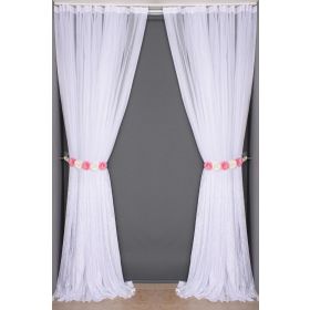 Akça Tekstil 300x260 cm Beyaz Selvi Desen Tek Kanat Dikilmiş Pileli Fon Perde