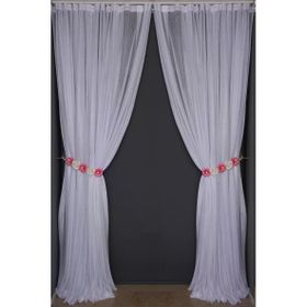 Akça Tekstil 300x260 cm Beyaz Seyrek Noktalı Model Tek Kanat Hazır Pileli Fon Perde