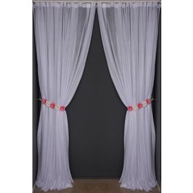 Akça Tekstil 300x260 cm Beyaz Seyrek Noktalı Model Tek Kanat Hazır Pileli Fon Perde