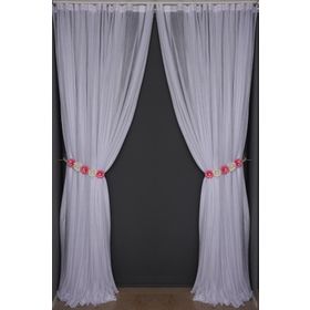Akça Tekstil 300x260 cm Beyaz Seyrek Noktalı Model Tek Kanat Hazır Pileli Fon Perde