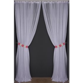 Akça Tekstil 300x260 cm Beyaz Seyrek Noktalı Model Tek Kanat Hazır Pileli Fon Perde