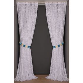 Akça Tekstil 300x260 cm Beyaz Sultan 2 Tek Kanat Hazır Dikilmiş Pileli Fon Perde