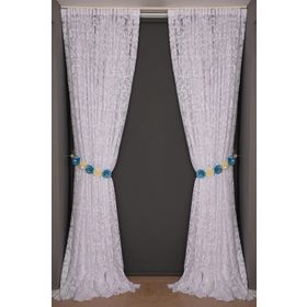 Akça Tekstil 300x260 cm Beyaz Sultan 2 Tek Kanat Hazır Dikilmiş Pileli Fon Perde