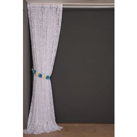Akça Tekstil 300x260 cm Beyaz Sultan 2 Tek Kanat Hazır Dikilmiş Pileli Fon Perde