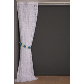 Akça Tekstil 300x260 cm Beyaz Sultan 2 Tek Kanat Hazır Dikilmiş Pileli Fon Perde