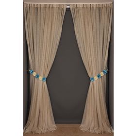 Akça Tekstil 300x260 cm Gold Dar Etek Tek Kanat Hazır Dikilmiş Pileli Fon Perde