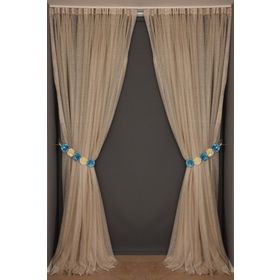 Akça Tekstil 300x260 cm Gold Dar Etek Tek Kanat Hazır Dikilmiş Pileli Fon Perde