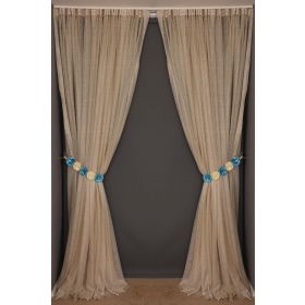 Akça Tekstil 300x260 cm Gold Dar Etek Tek Kanat Hazır Dikilmiş Pileli Fon Perde