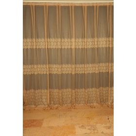 Akça Tekstil 300x260 cm Gold Geometrik Tek Kanat Dikilmiş Pileli Fon Perde