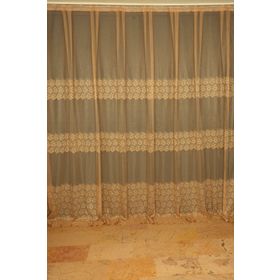 Akça Tekstil 300x260 cm Gold Geometrik Tek Kanat Dikilmiş Pileli Fon Perde