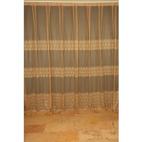 Akça Tekstil 300x260 cm Gold Geometrik Tek Kanat Dikilmiş Pileli Fon Perde