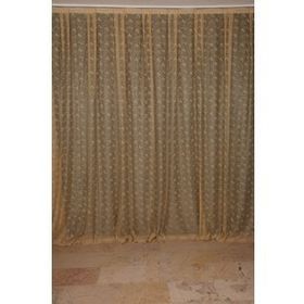 Akça Tekstil 300x260 cm Gold Kuş Model Tek Kanat Dikilmiş Pileli Fon Perde