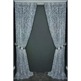 Akça Tekstil 300x260 cm Gri Büyük Sarmaşık Model Tek Kanat Hazır Dikilmiş Pileli Fon Perde