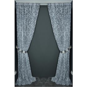 Akça Tekstil 300x260 cm Gri Büyük Sarmaşık Model Tek Kanat Hazır Dikilmiş Pileli Fon Perde