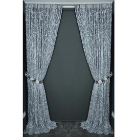 Akça Tekstil 300x260 cm Gri Büyük Sarmaşık Model Tek Kanat Hazır Dikilmiş Pileli Fon Perde