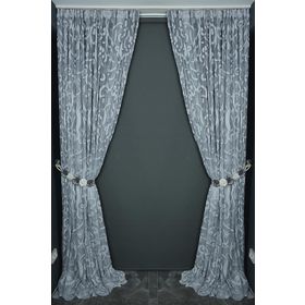 Akça Tekstil 300x260 cm Gri Büyük Sarmaşık Model Tek Kanat Hazır Dikilmiş Pileli Fon Perde