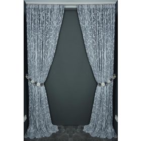Akça Tekstil 300x260 cm Gri Büyük Sarmaşık Model Tek Kanat Hazır Dikilmiş Pileli Fon Perde