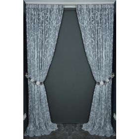 Akça Tekstil 300x260 cm Gri Büyük Sarmaşık Model Tek Kanat Hazır Dikilmiş Pileli Fon Perde