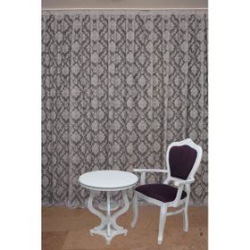 Akça Tekstil 300x260 cm Gri Damaks Tek Kanat Hazır Dikilmiş Pileli Fon Perde