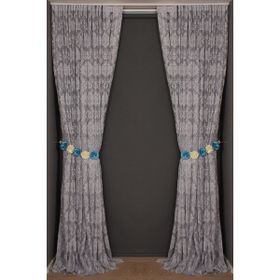 Akça Tekstil 300x260 cm Gri Damaks Tek Kanat Hazır Dikilmiş Pileli Fon Perde