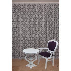Akça Tekstil 300x260 cm Gri Damaks Tek Kanat Hazır Dikilmiş Pileli Fon Perde