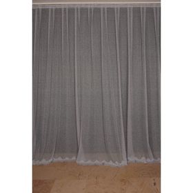 Akça Tekstil 300x260 cm Gri Dar Etek Tek Kanat Hazır Dikilmiş Pileli Fon Perde