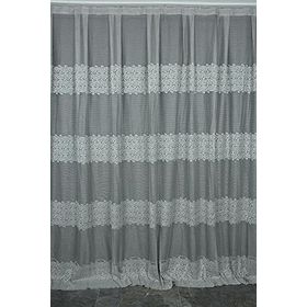 Akça Tekstil 300x260 cm Gri Roza Model Tek Kanat Hazır Dikilmiş Pileli Fon Perde