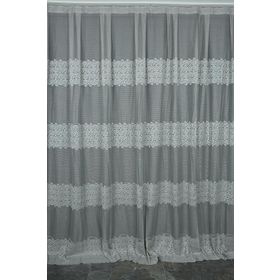 Akça Tekstil 300x260 cm Gri Roza Model Tek Kanat Hazır Dikilmiş Pileli Fon Perde