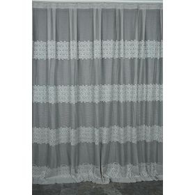 Akça Tekstil 300x260 cm Gri Roza Model Tek Kanat Hazır Dikilmiş Pileli Fon Perde