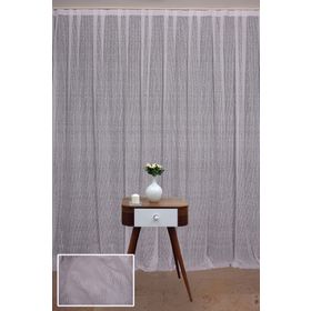 Akça Tekstil 300x260 cm Kırık Beyaz Çizgili Model Tek Kanat Hazır Dikilmiş Pileli Fon Perde