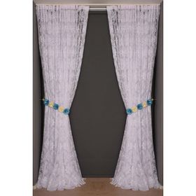 Akça Tekstil 300x260 cm Kırık Beyaz Damaks Tek Kanat Hazır Dikilmiş Pileli Fon Perde