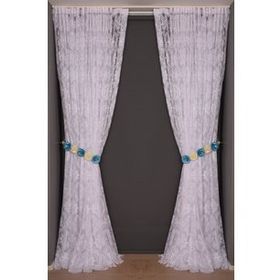 Akça Tekstil 300x260 cm Kırık Beyaz Damaks Tek Kanat Hazır Dikilmiş Pileli Fon Perde