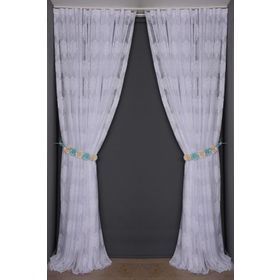 Akça Tekstil 300x260 cm Kırık Beyaz Damaks Tek Kanat Hazır Dikilmiş Pileli Fon Perde