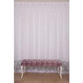 Akça Tekstil 300x260 cm Kırık Beyaz Damaks Tek Kanat Hazır Dikilmiş Pileli Fon Perde