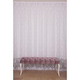 Akça Tekstil 300x260 cm Kırık Beyaz Damaks Tek Kanat Hazır Dikilmiş Pileli Fon Perde